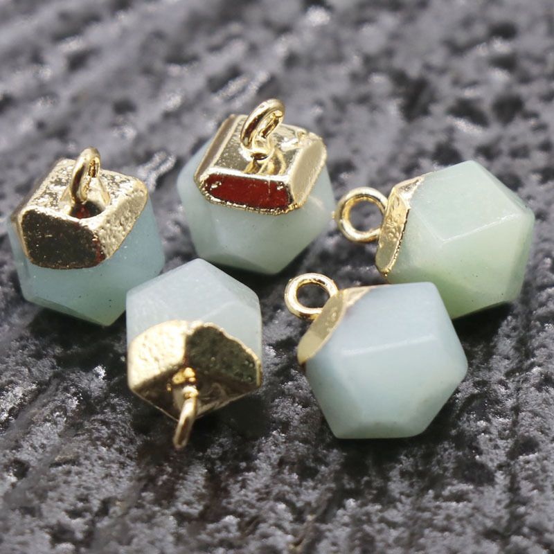 1983 Ágata jade cristal pedra semi-preciosa, galvanizado ouro borda estrela anis pingente DIY pulseira colar acessórios de jóias
