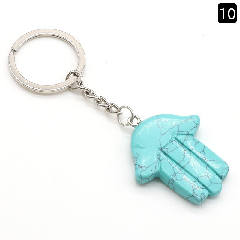 1051-Fátima Mão Keychain Cristal Natural Pedra Palma Keychain, Escultura em Pedra, Bolsa Pingente