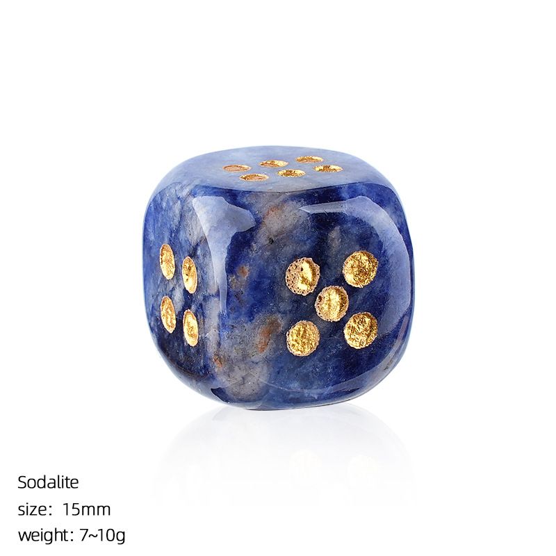 Dados de cristal natural transfronteiriço casual jogo de tabuleiro ágata jade escultura cantos arredondados 15mm pontos dados de pedra semipreciosa
