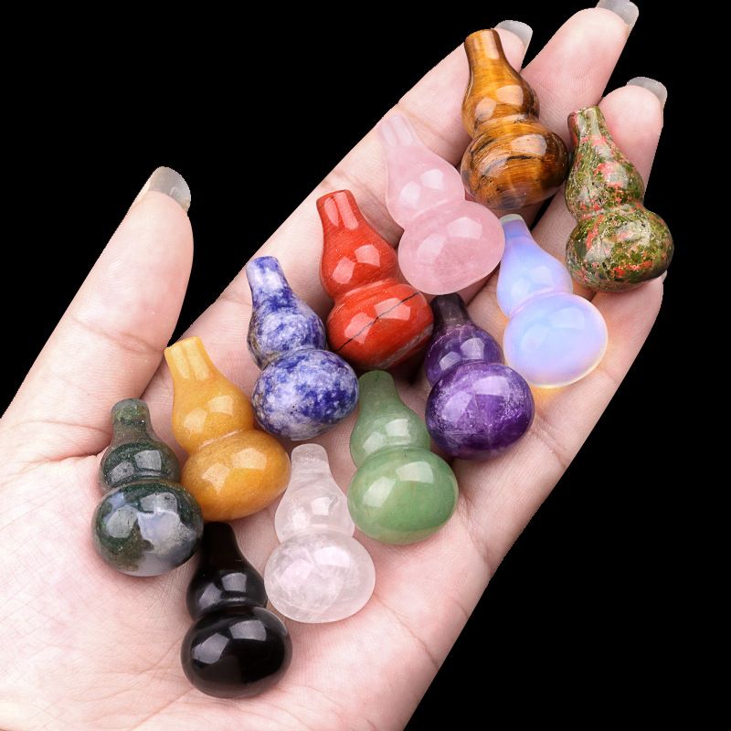 2159-Ágata de cristal roxo natural rosa e branco esculpida à mão 30mm cabaça não porosa acessórios culturais e de jogo local cênico