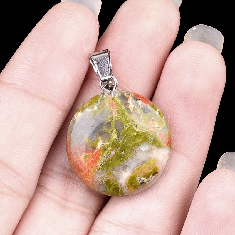 1821-20Mm cristal ágata jade redondo pingente plano, pingente de disco de pedra semipreciosa acessórios de jóias DIY