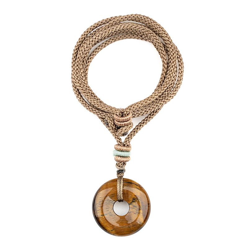 2332-20Mm fivela de segurança colar, cabeça de pedra de ágata de cristal pingente de grande abertura círculo pingente de tecido acessórios