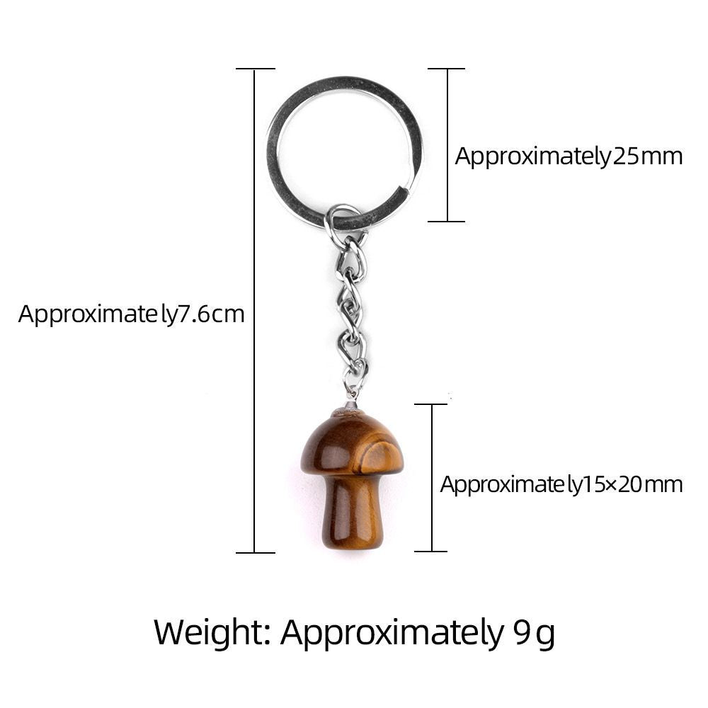 1324-Pedra de cristal natural de ágata 2cm pequeno cogumelo chaveiro pingente bonito saco de jóias pingente pequeno presente