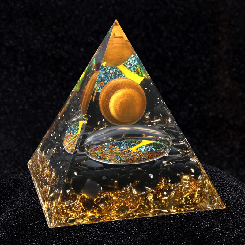 2126-Ágata de cristal 5cm de cascalho pirâmide Resina epóxi escritório doméstico enfeite de mesa artesanato