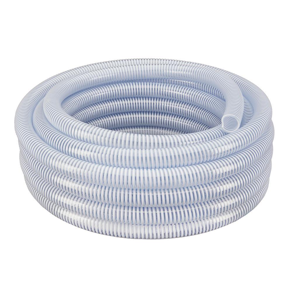 1-1/2 in. Dia x 25 ft. Clear Flexible PVC Suction and Discharge Hose with White Reinforced Helix
