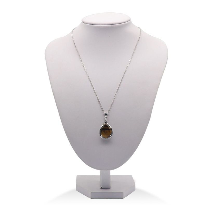 2427 Pingente de gota d 'água de ametista, ágata rosa, olho de tigre, pingente de lápis-lazúli, colar, acessórios de corrente de clavícula feminina.