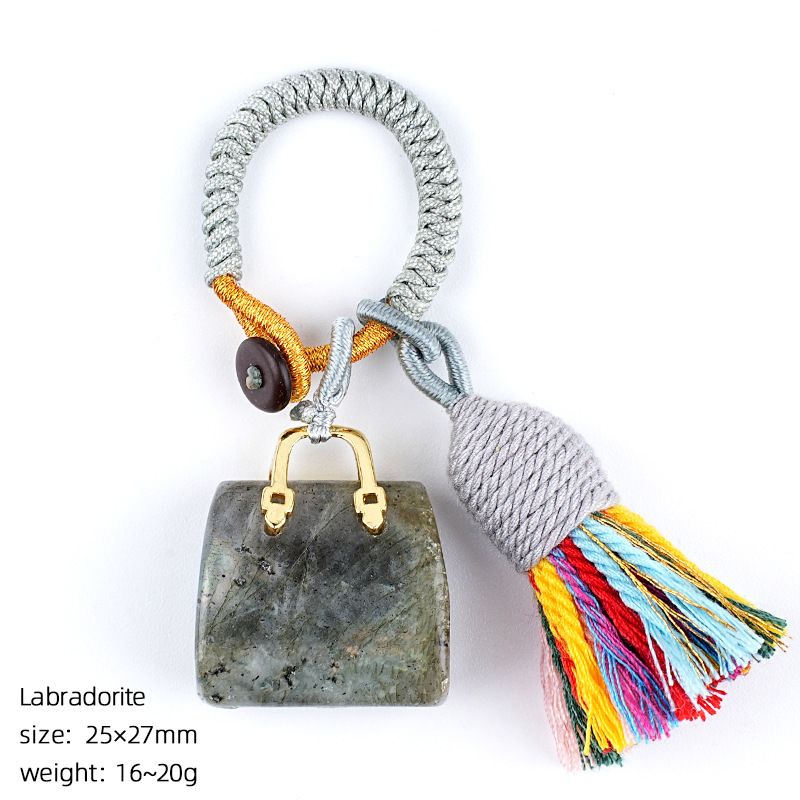 2485 Pedra natural semi-preciosa saco chaveiro criativo mão-tecido carro roupas acessórios cristal ágata pingente