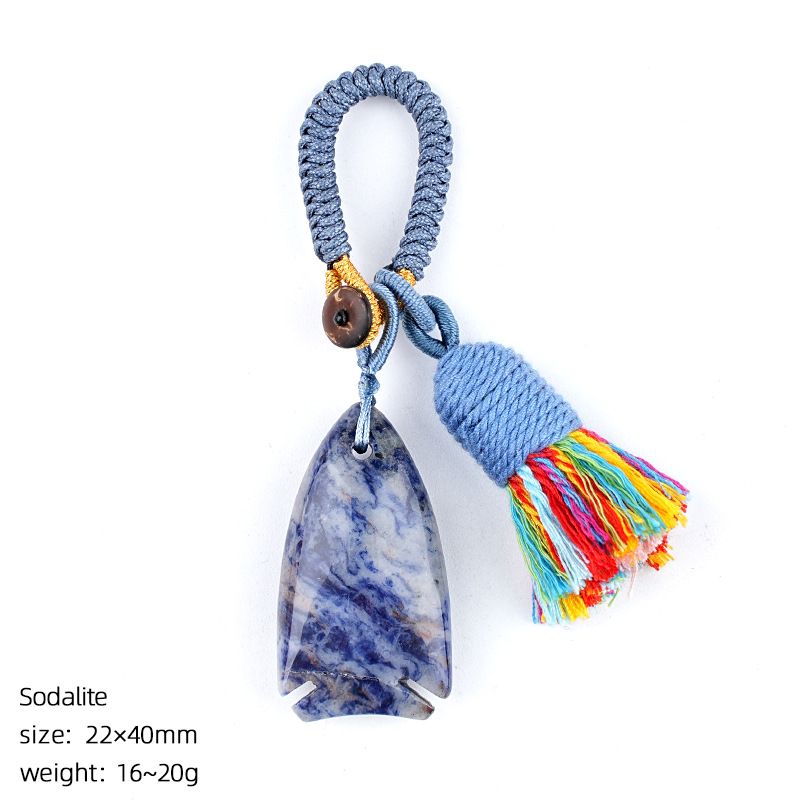 Natural cristal pequeno peixe chaveiro boêmio saco de roupas carro ágata jade pingente em forma de peixe