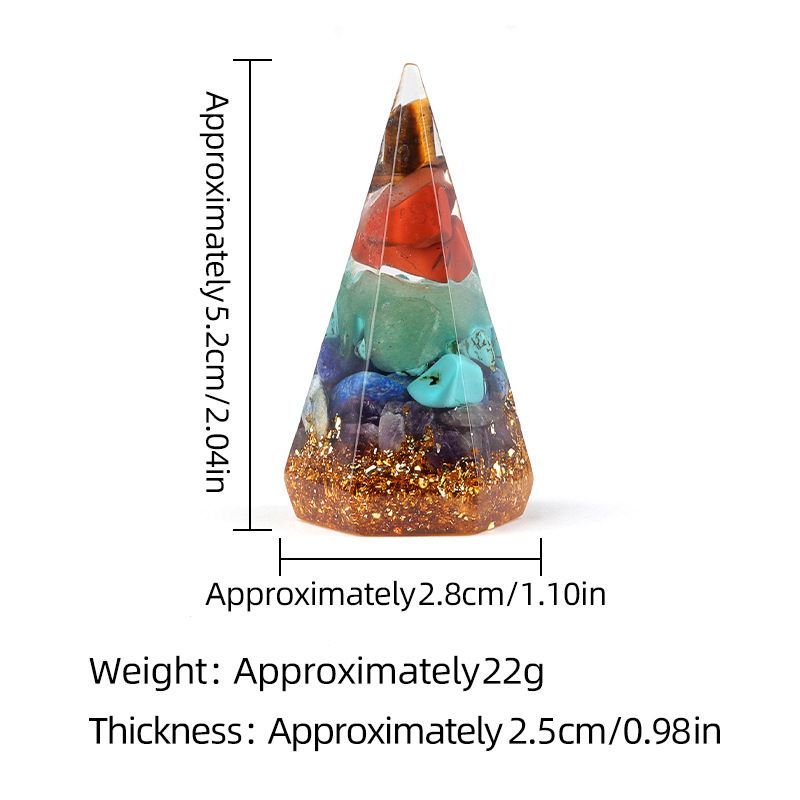 2320-Resina de cristal de resina hexagonal de anel de cone ornamento, cone geométrico tridimensional porta anel de pedra semipreciosa