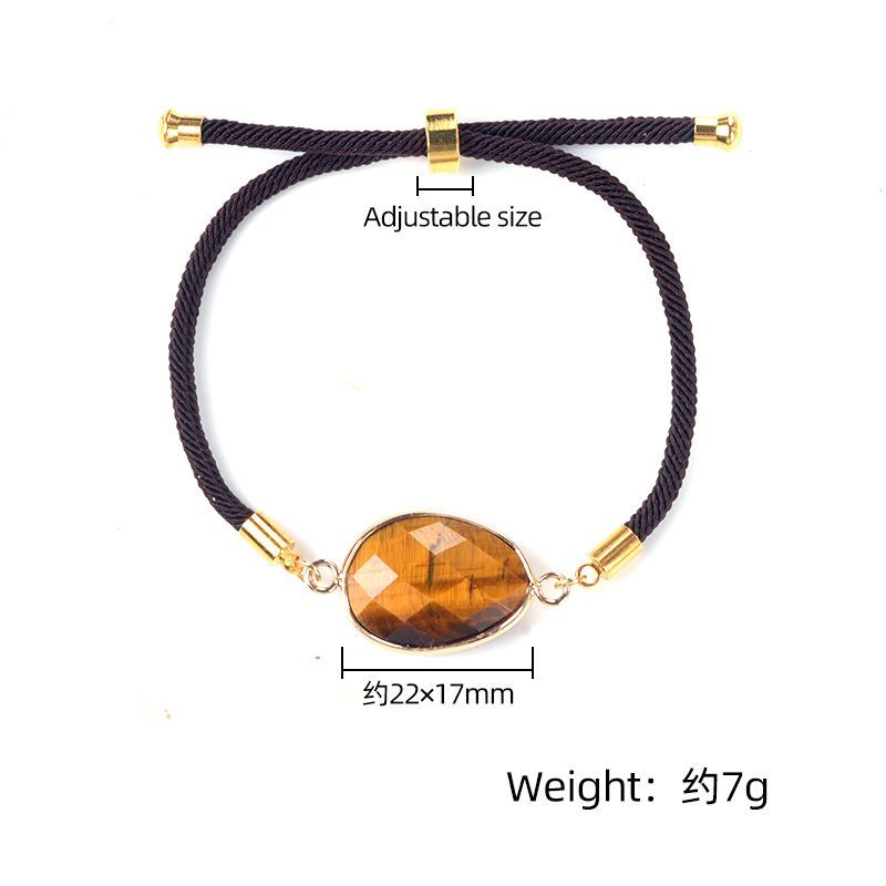 1711-Pulseira de bainha irregular com corte de ametista natural Corda de mão ajustável para casais masculinos e femininos