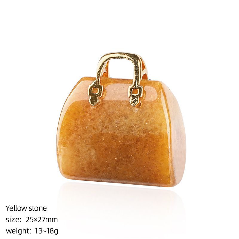 Pingente de saco de ágata de jade natural transfronteiriço paisagismo criativo colar DIY gravura cristal mini bolsa ornamento