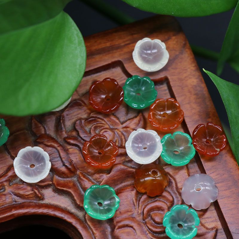 Pétalas de flores esculpidas em pedra de ágata contas soltas DIY gancho de cabelo andando material de acessórios de cabelo, acessórios de joias Hanfu