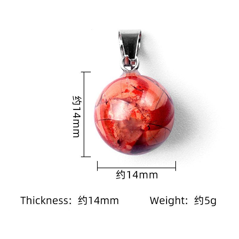 1646-Pedra semipreciosa de cristal natural Pingente de bola de 14mm Pingente de jóias de cristal de ágata de cor mista DIY