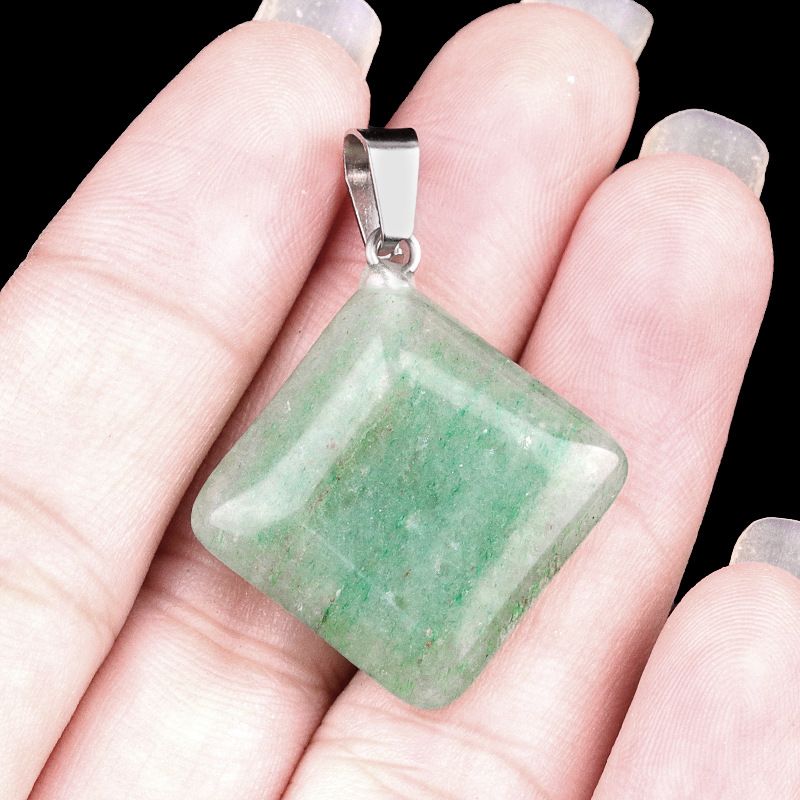 1822-24Mm cristal ágata jade quadrado pingente diagonal, pingente quadrado de pedra semi-preciosa acessórios de jóias DIY