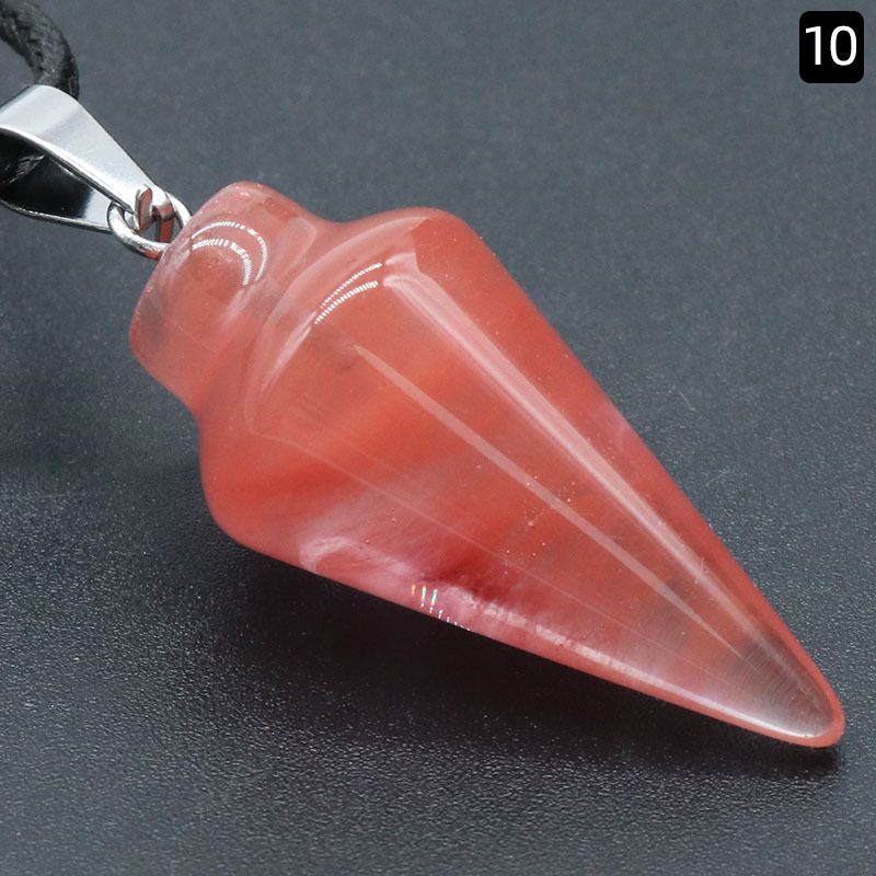1259-Pingente cônico de cristal de ágata natural 16x30mm colar cônico transfronteiriço transmissão ao vivo jóias de pedra natural