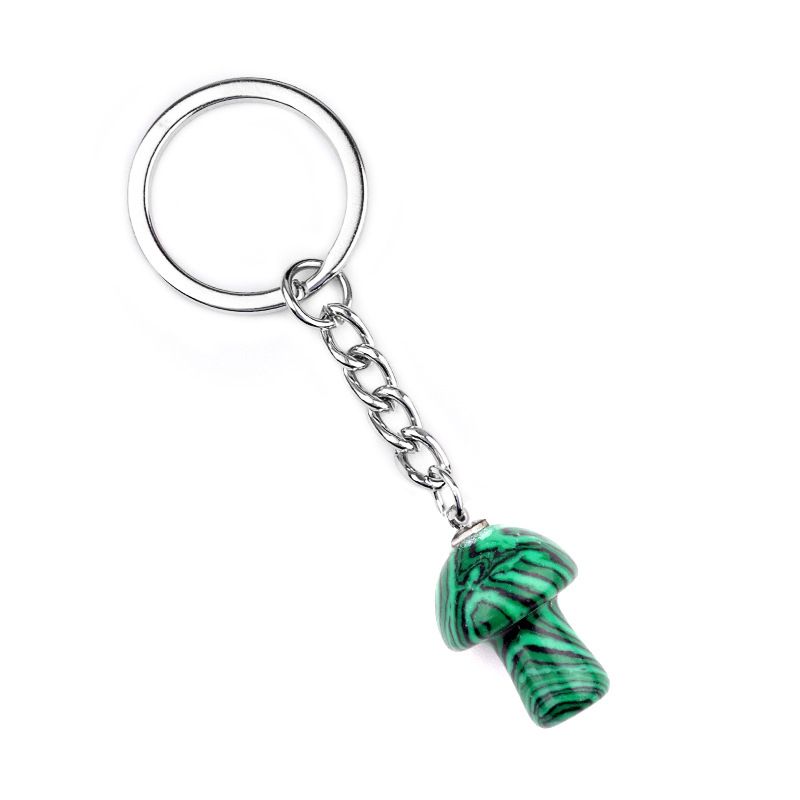 1324-Pedra de cristal natural de ágata 2cm pequeno cogumelo chaveiro pingente bonito saco de jóias pingente pequeno presente