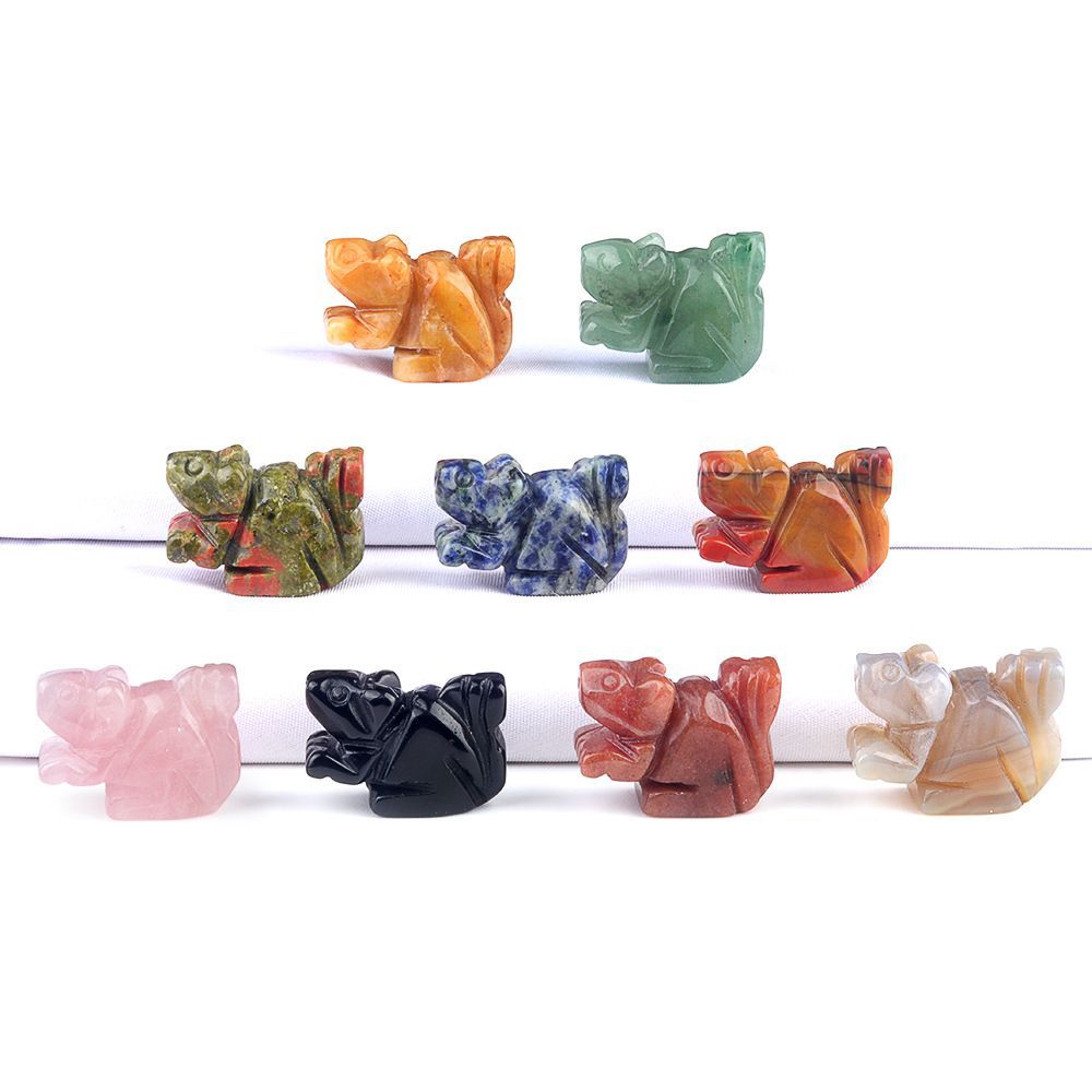 12 caixas de cor 1 polegada gravado cristal ágata jade esquilo ornamento animal conjunto de artesanato