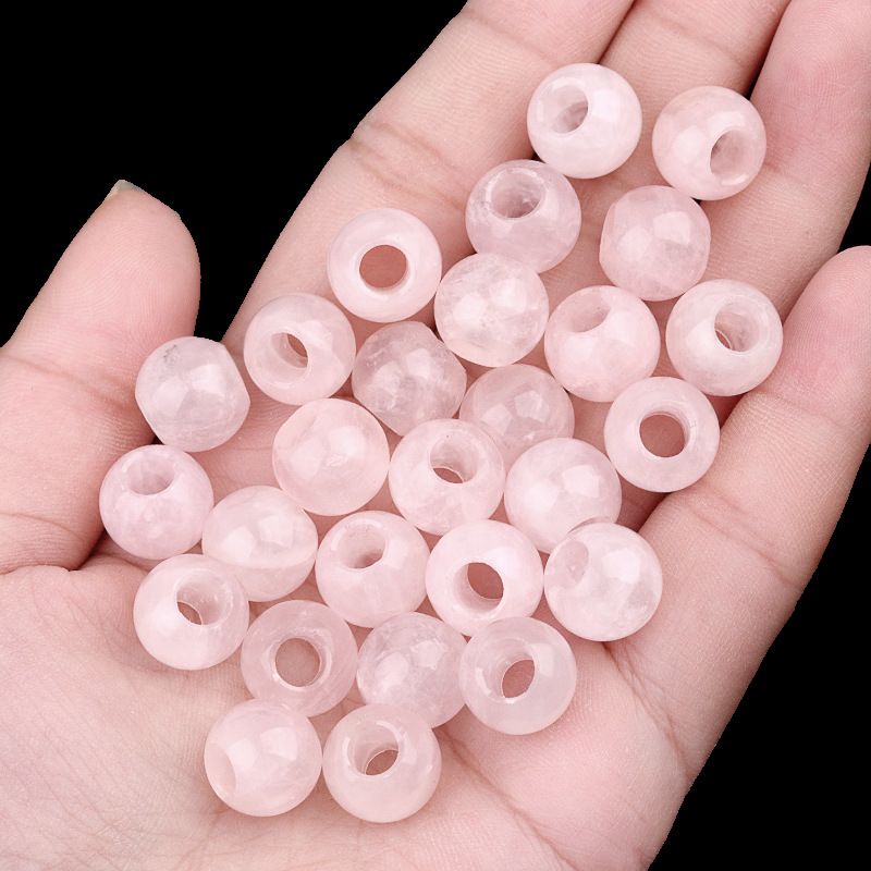 317 - Contas de Grandes Furos, Contas Soltas de Ágata Cristalina, 12mm, 5mm, Contas Soltas de Pedra Natural de Grandes Furos, Materiais de Joias DIY Atacado