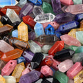 1904-8X20 grande buraco seis colunas cristal de pedra natural de ponta dupla prisma hexagonal pendurado coluna DIY acessórios de jóias