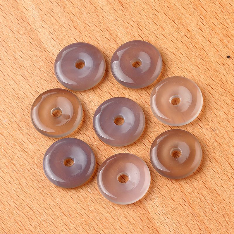 1641-12 ~ 16mm fivela de segurança, pingente de donut de pedra de ágata de cristal, anel de furo grande acessórios de jóias DIY