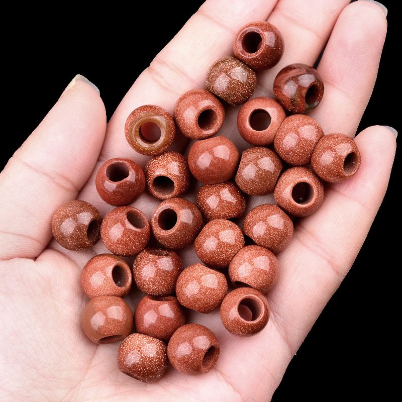 317 - Contas de Grandes Furos, Contas Soltas de Ágata Cristalina, 12mm, 5mm, Contas Soltas de Pedra Natural de Grandes Furos, Materiais de Joias DIY Atacado