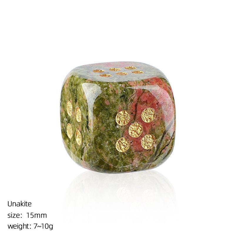 Dados de cristal natural transfronteiriço casual jogo de tabuleiro ágata jade escultura cantos arredondados 15mm pontos dados de pedra semipreciosa