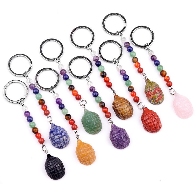 2018--1Em Mini Pequeno Hedgehog Chakra Chaveiro, Pingente De Pequeno Animal De Pedra De Ágata De Cristal Natural