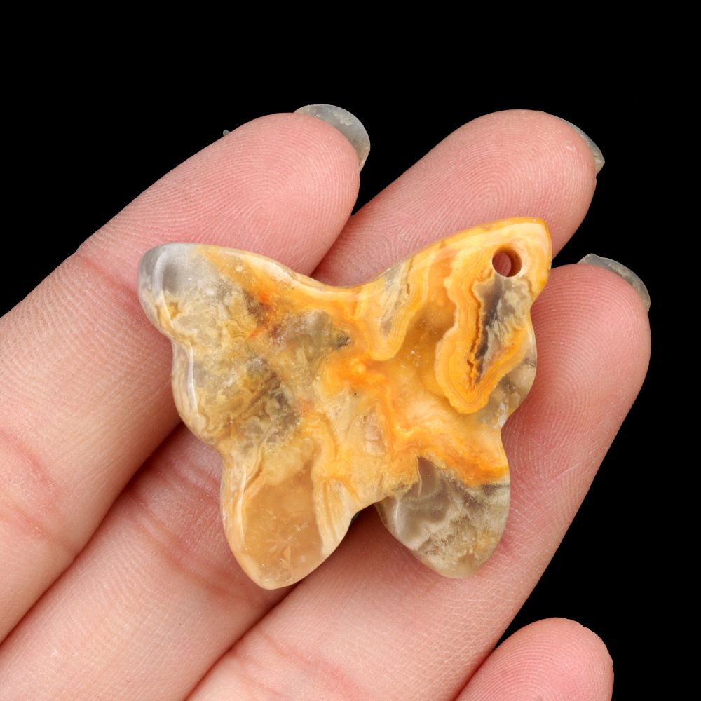1791 - 30 × 35 mm grande pingente de borboleta, pedra de ágata de cristal natural, enfeite de mesa de borboleta esculpida