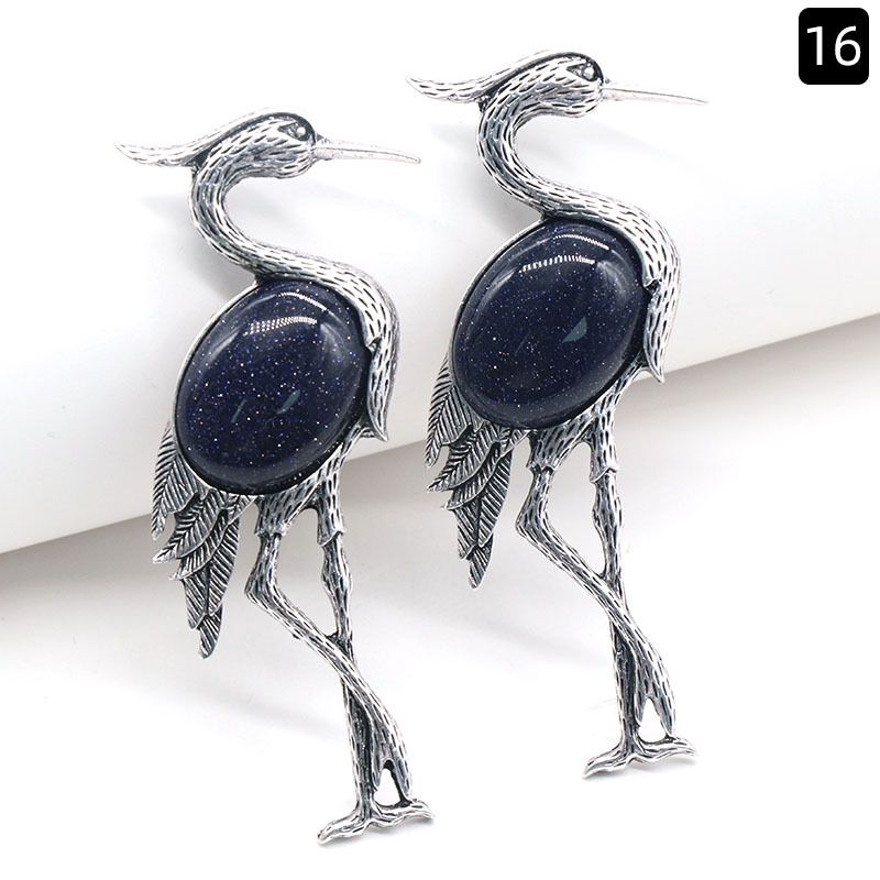 Pingente de broche incrustado de guindaste de coroa vermelha semi-preciosa de cristal natural de uso duplo, acessórios para jaqueta de alfinete de corsage