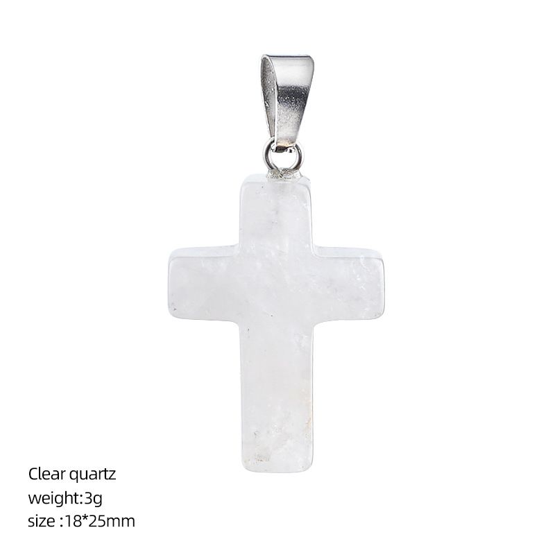 Pingente de cruz de cristal natural Acessórios de moda europeus e americanos pedra áspera polida colar de cruz de pedra semipreciosa