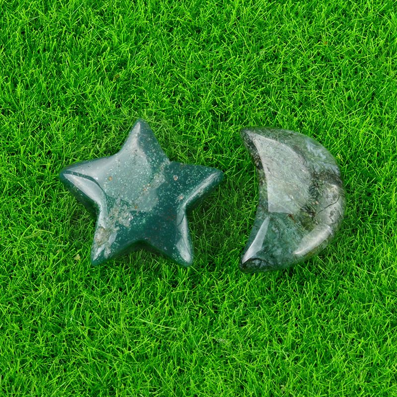 1702-Pedra semipreciosa de ágata de cristal natural 20mm pentagrama não poroso estrela lua acessórios de decoração
