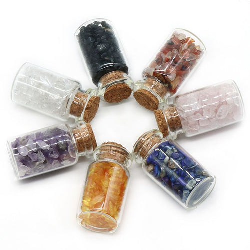 1098-Garrafa de cascalho de ĂĄgata de cristal colorido, conjunto de cascalho de cor natural, garrafa de drift de pedra semi-preciosa de cristal