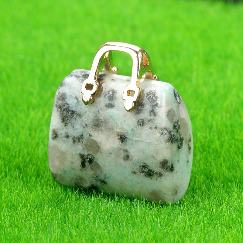 1710-Mini bolsa de pedra de cristal natural, pingente de ametista ins decoração de cristal em pó de vento criatividade
