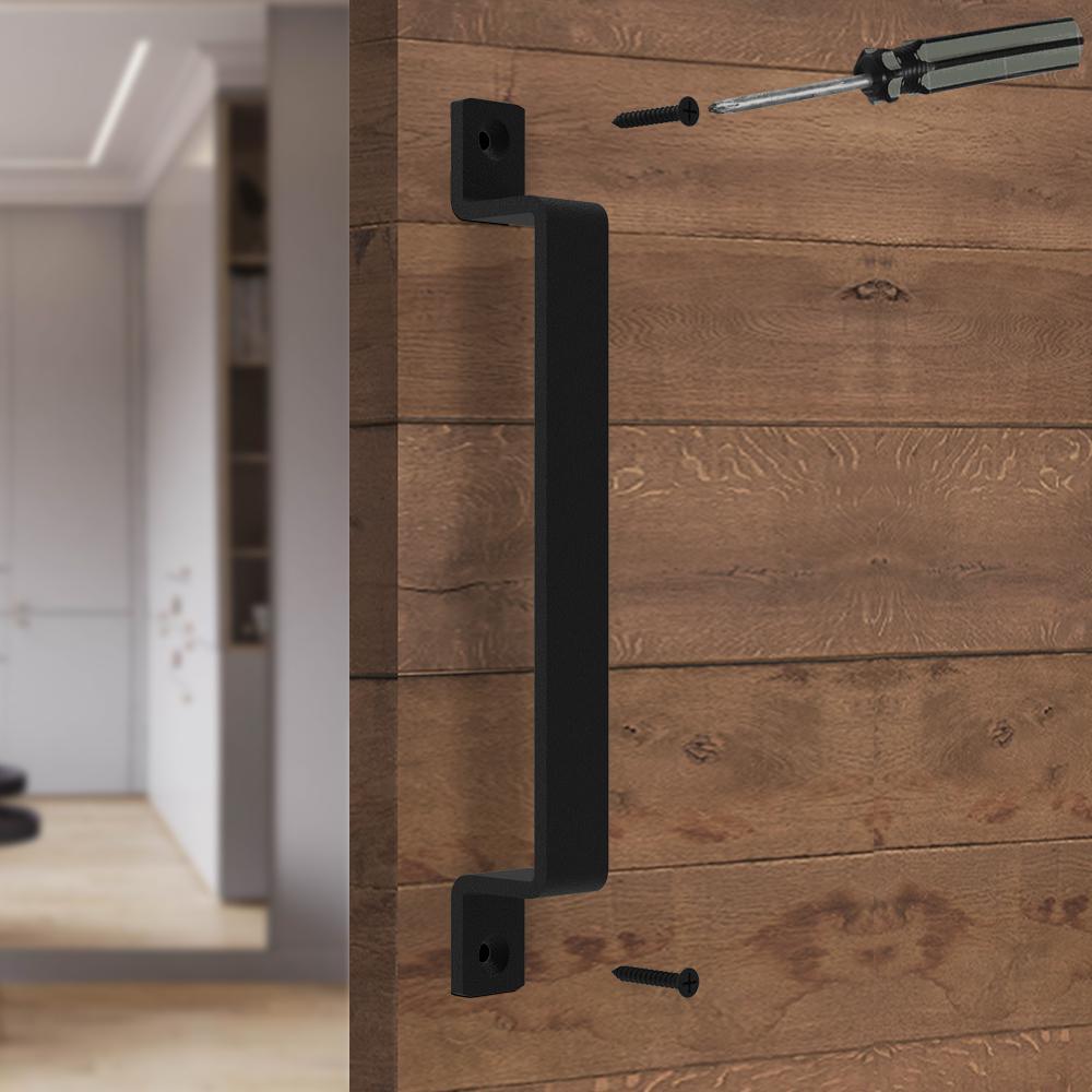 10 in. Black Steel Sliding Barn Door Handle