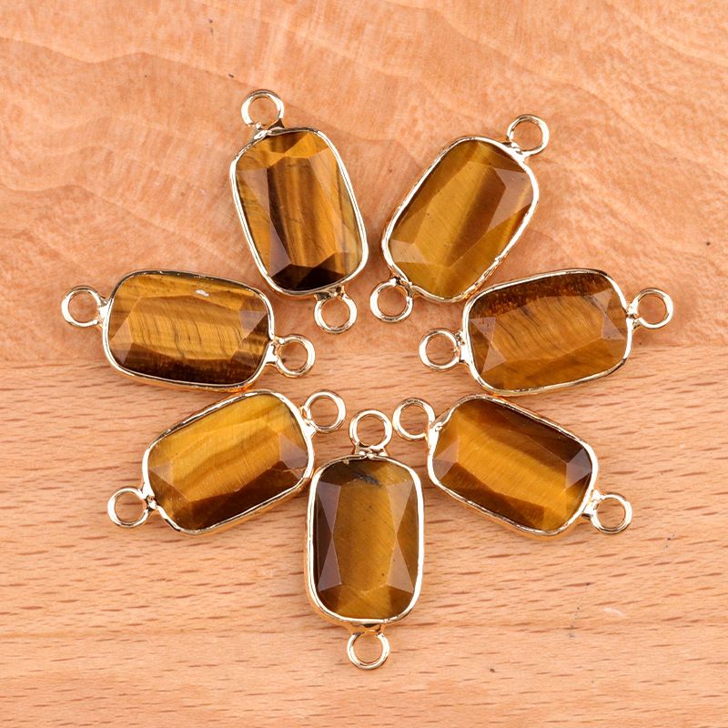 1637-Pingente de retângulo de furo duplo de cristal natural Acessórios de joias DIY Pulseira de colar Acessórios Conector