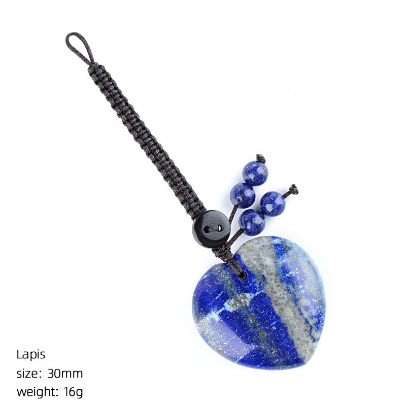 Pingente de cristal natural do amor do chaveiro tecido 30mm coração em forma de pedra natural amor bonito saco pingente