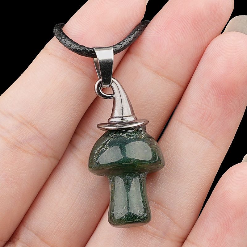 2351 Presente de Natal chapéu de bruxa ágata cogumelo colar cristal natural cogumelo forma pingente vintage jóias