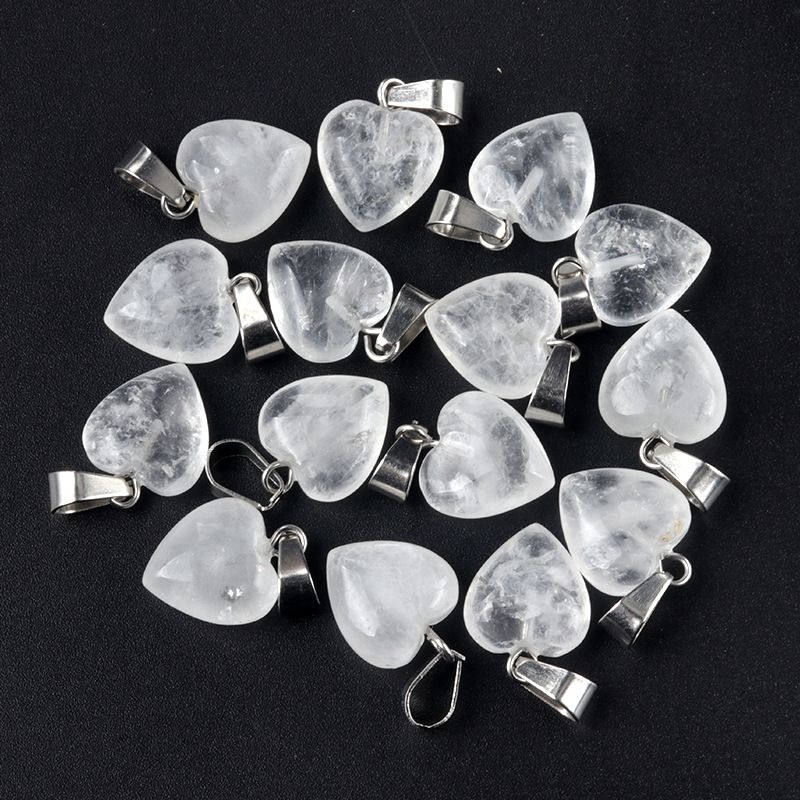 1676-13Mm pingente de amor, pingente de amor de pedra de cristal de ágata natural DIY colar em forma de coração acessórios de jóias