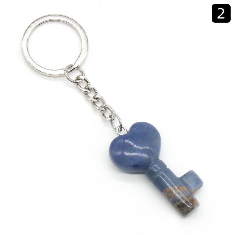 1569 - Chaveiro de Coração de Cristal Natural Chaveiro de Coração Pingente de Fechadura em Forma de Coração DIY Acessório Criativo de Pingente