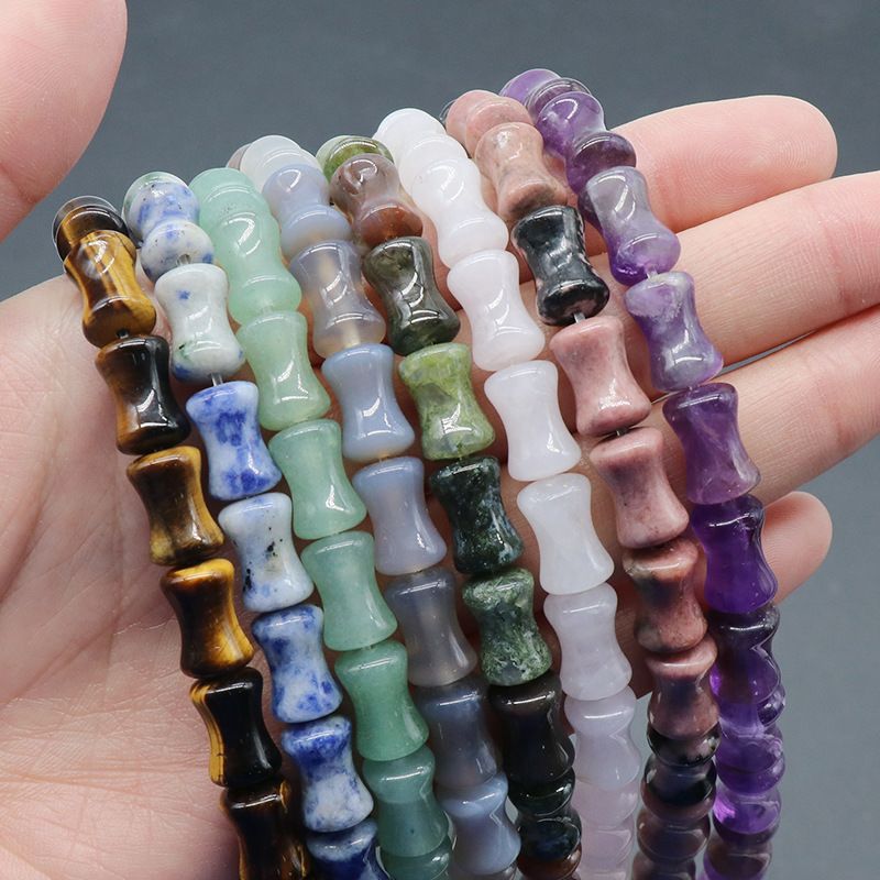 1525-Pedra de cor de cristal natural 8x12mm bambu contas soltas DIY contas de jóias acessórios pulseira colar mão