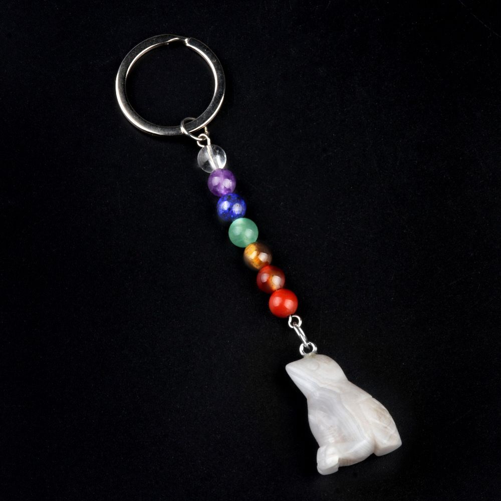 1952-Chaveiro de pássaro de pedra de cristal colorido, pingente de jóias de chakra, pingente de chaveiro de animal pequeno