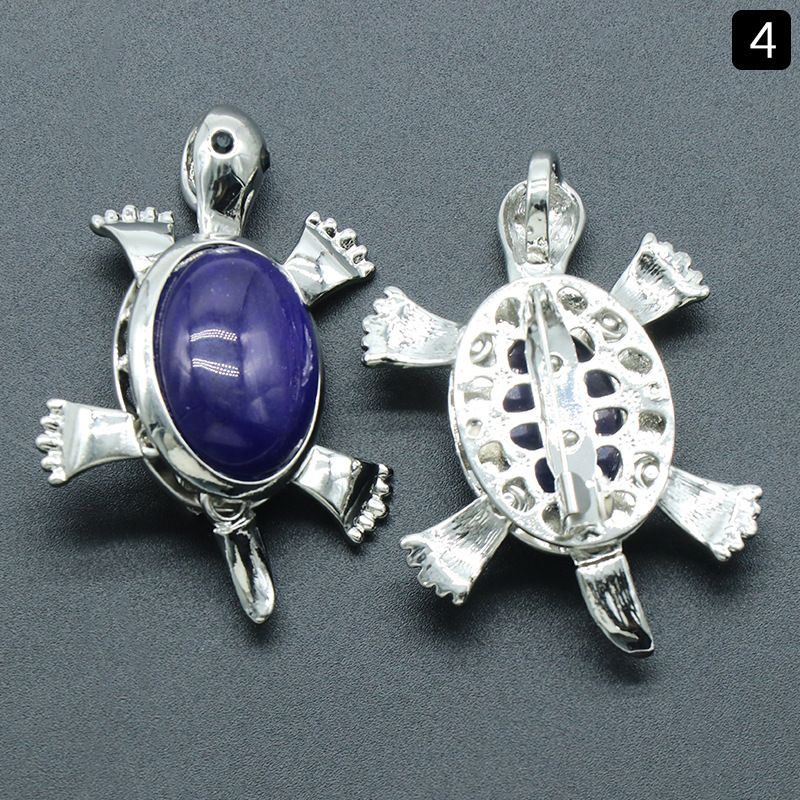 Pingente de broche de tartaruga 1558, acessórios de colar de pingente de pedra preciosa incrustada em liga de cristal natural