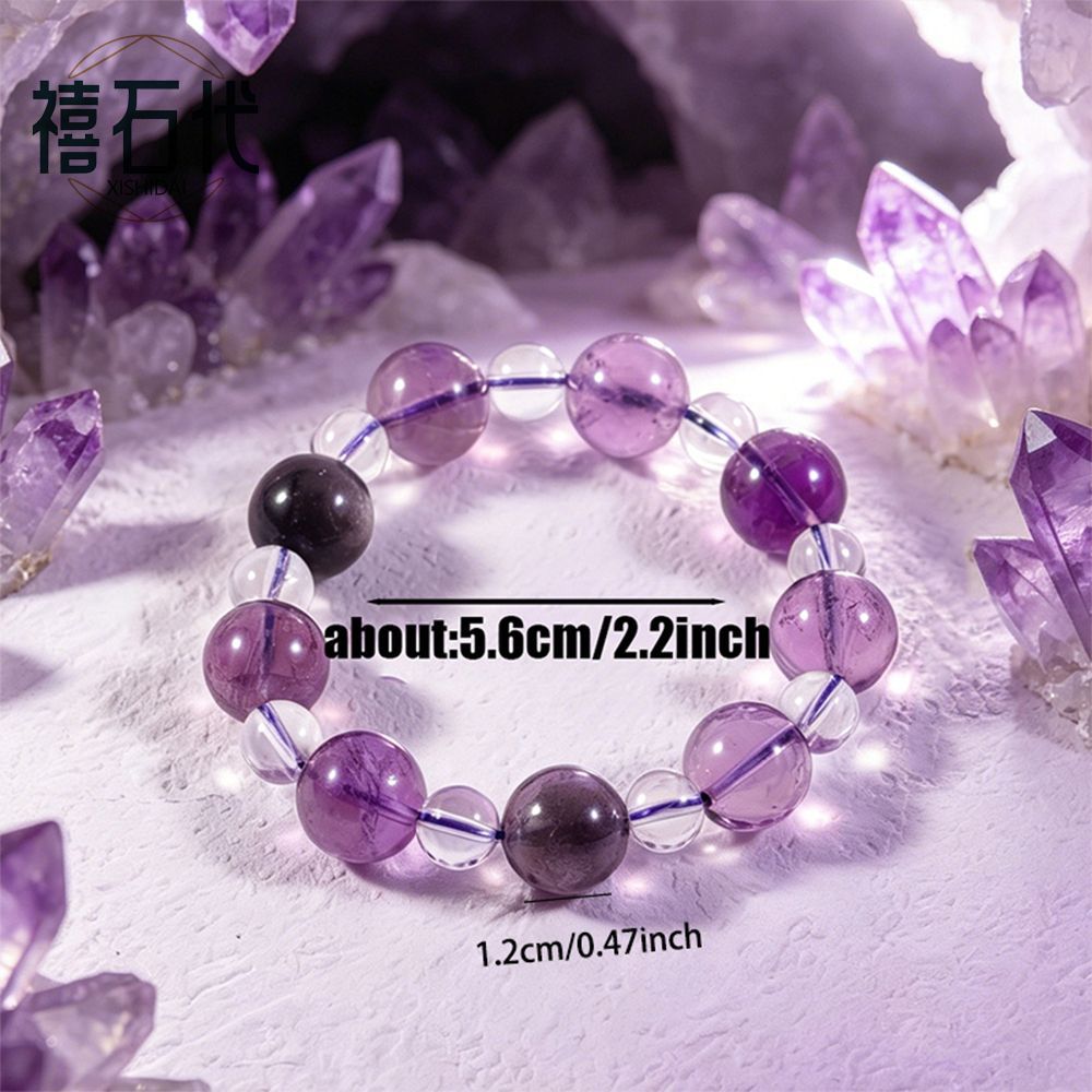 [Xishi Dai] Pulseira de cristal branco de ametista penetrante no gelo, aliviando a ansiedade, senso de design de nicho, pulseira de transbordo