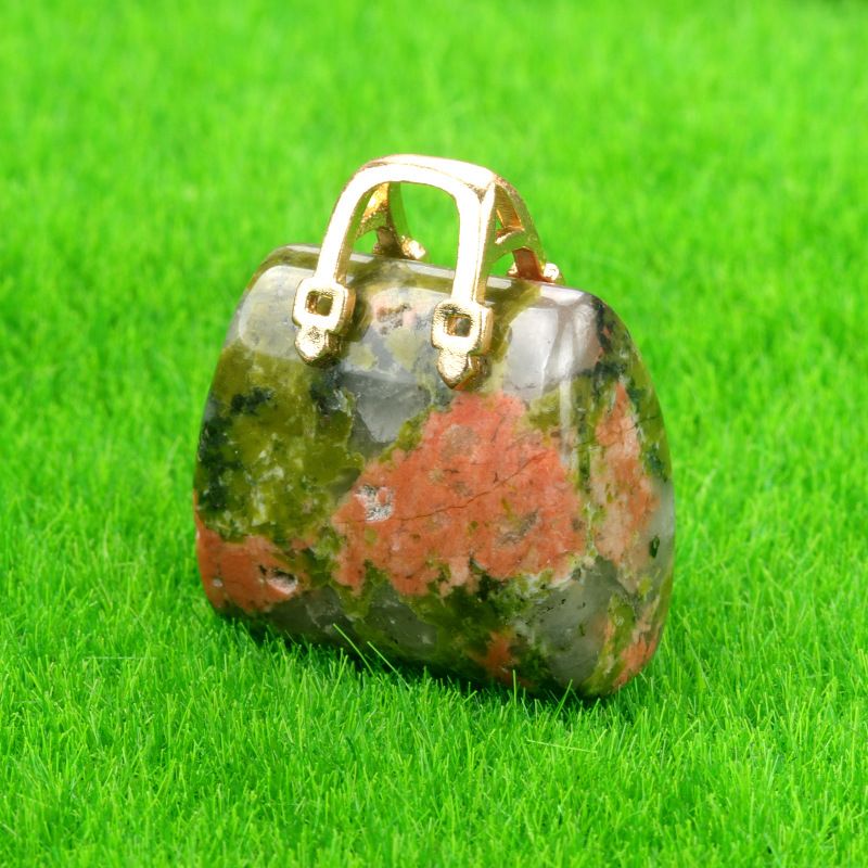 1710-Mini bolsa de pedra de cristal natural, pingente de ametista ins decoração de cristal em pó de vento criatividade