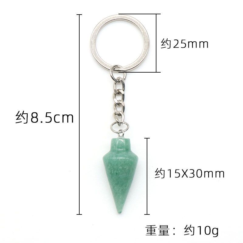 1353-Cristal de cristal de pedra de cristal natural cone chaveiro saco pingente de jóias pingente
