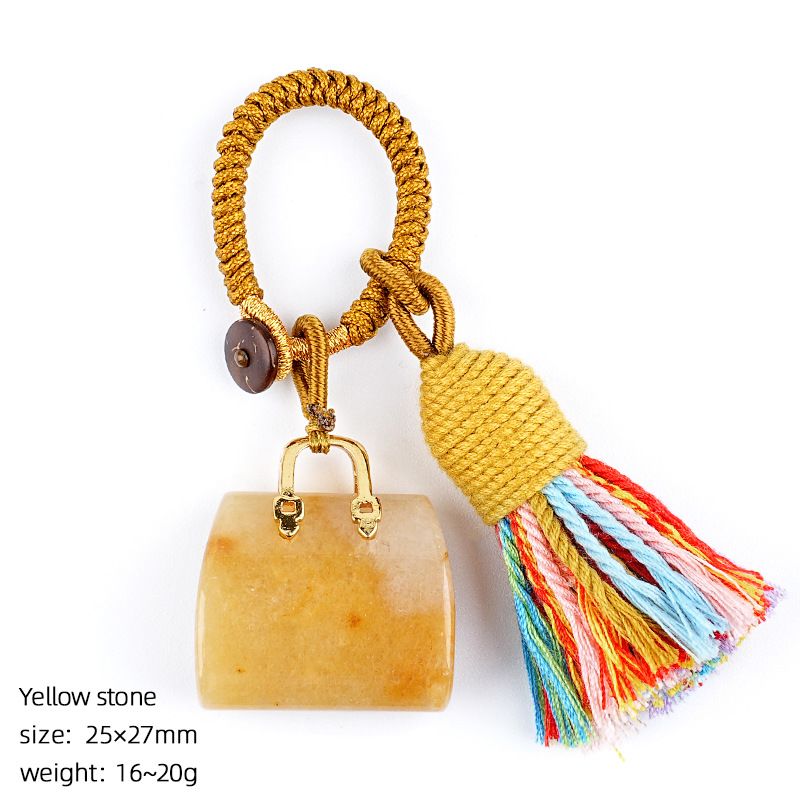 2485 Pedra natural semi-preciosa saco chaveiro criativo mão-tecido carro roupas acessórios cristal ágata pingente