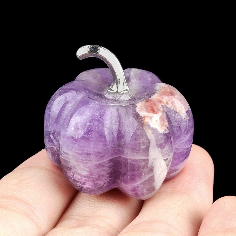 1445-30Mm abóbora, pedra de cristal natural Halloween abóbora de ação de graças ornamento de mesa