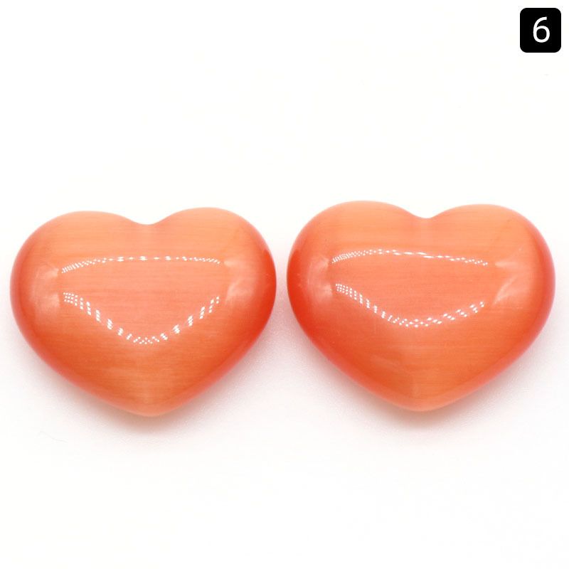 1258-Opala coração grande 30mm enfeite de pedra solto em forma de coração colorido pêssego alça de mão de doce DIY cor de jóias