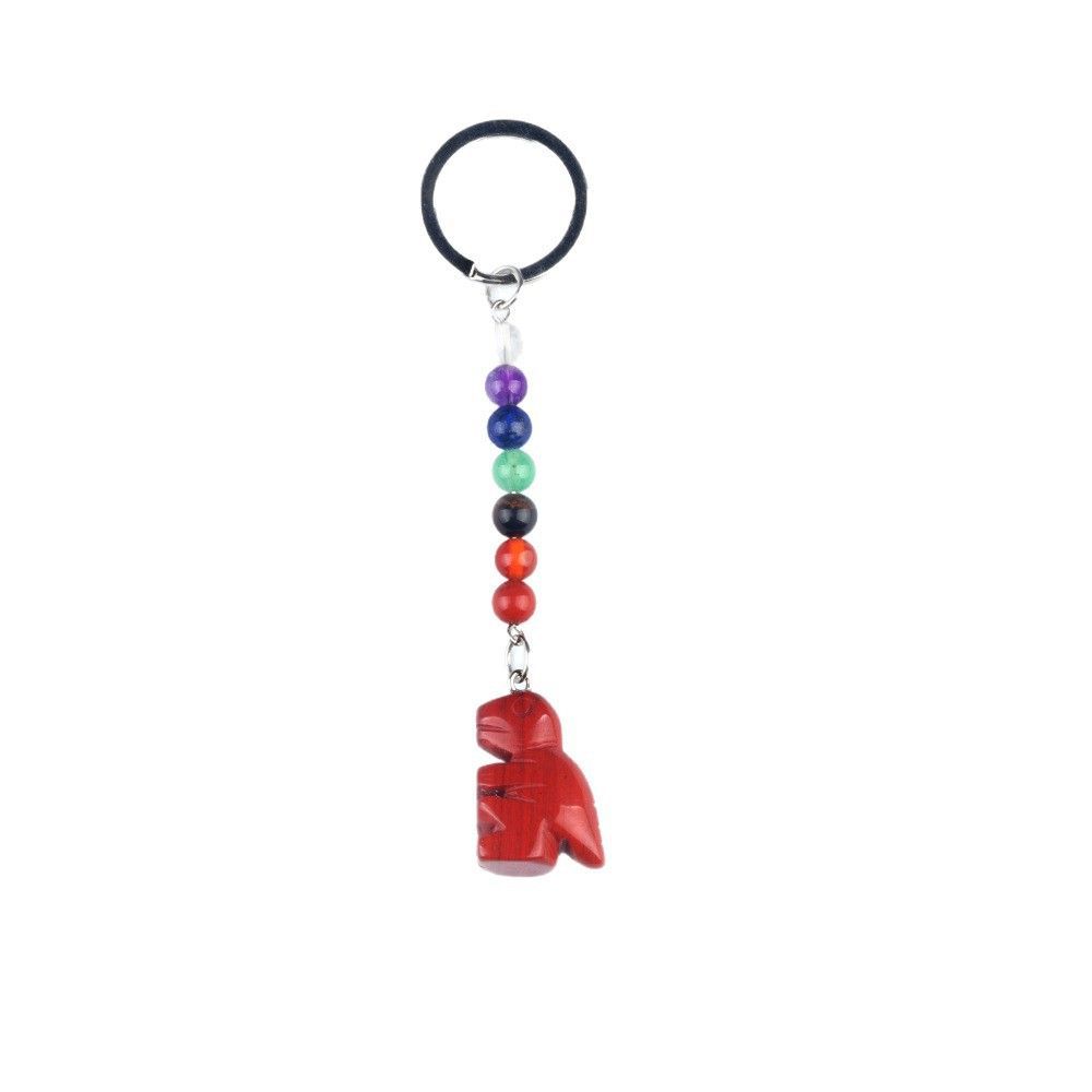 1953 Chaveiro de dinossauro pequeno de pedra de cristal colorido, pingente de jóias de chakra, pingente de chaveiro de animal pequeno