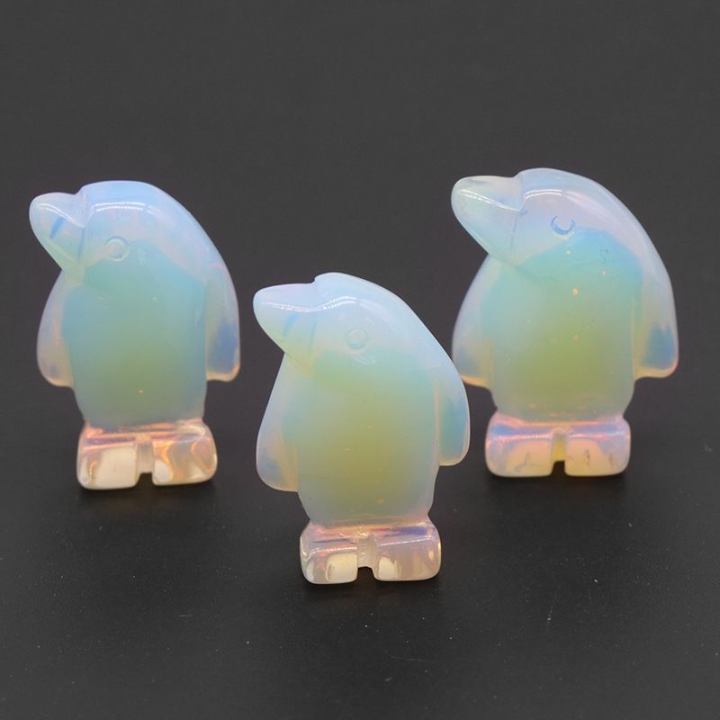 1607 a 1in de pedra de ágata de cristal de pinguim mini escultura animal pequeno pedra semi-preciosa artesanato ornamento de pinguim